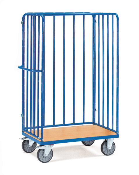 Paketwagen 600 kg, mit 2 Stirnw&auml;nden und 1 L&auml;ngswand mit Streben, H&ouml;he 1800 mm