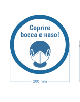 Bodenmarkierung &quot;Coprire bocca e  naso!&quot;...