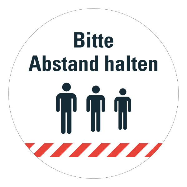 Bodenmarkierung bedruckt &quot;Bitte Abstand halten&quot; &Oslash; 200mm