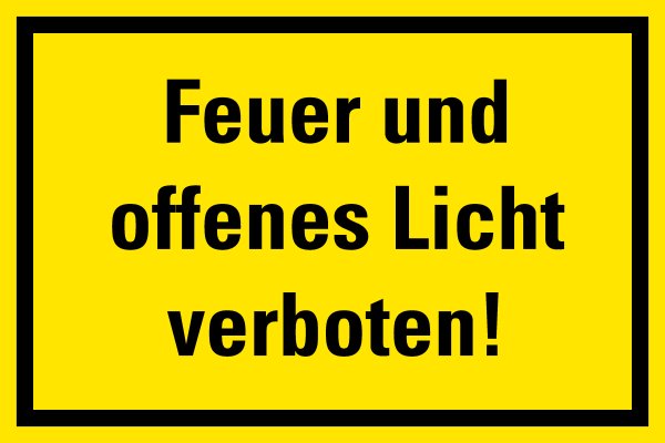HG01 Hinweisschild &quot;Feuer und offenes Licht verboten&quot;