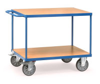Schwere Tischwagen bis 600 kg, mit 2 B&ouml;den aus Holz