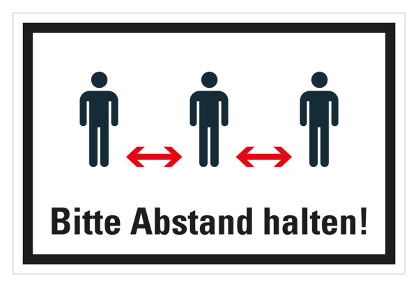 HK06 Hinweisschild bedruckt &quot;Bitte Abstand halten (Version 3)&quot; 200mmx300mm