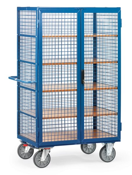 Kastenwagen 750 kg, mit Doppelfl&uuml;gelt&uuml;r und Treibriegelverschluss, mit Drahtgitter verkleide