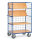 Etagenwagen 600 kg, mit 3 faltbaren Etagenb&ouml;den und 3 Drahtgitterw&auml;nden