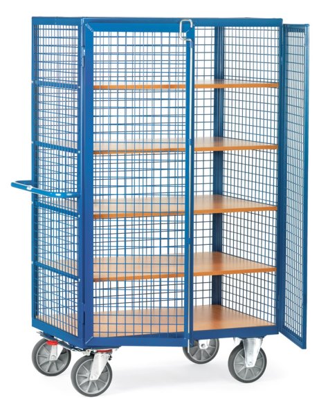 Kastenwagen 750 kg, mit Doppelfl&uuml;gelt&uuml;r und Stangenverschluss, mit Drahtgitter verkleidet
