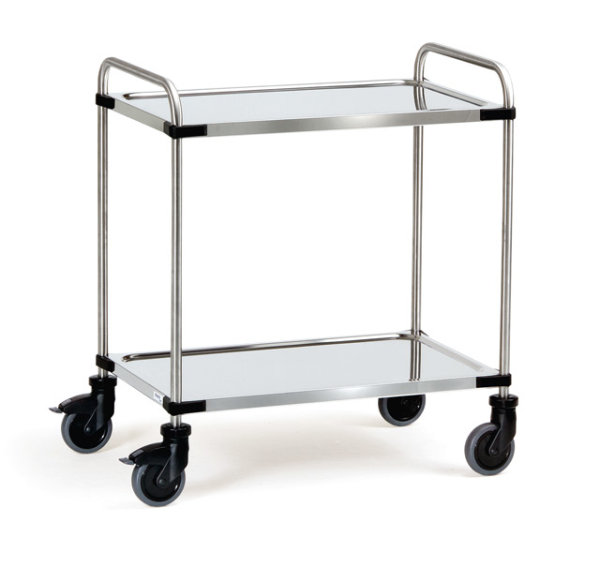 Edelstahlwagen 120 kg, mit Rohrschiebeb&uuml;gel und 2 B&ouml;den