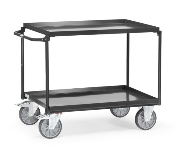 Tischwagen mit Wannen &quot;GREY EDITION&quot; 400 kg, mit 2 B&ouml;den aus Blechwannen