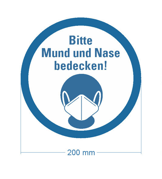 Bodenmarkierung &quot;Bitte Mund und Nase bedecken&quot; &Oslash; 200 mm