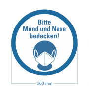 Bodenmarkierung &quot;Bitte Mund und Nase bedecken&quot;...