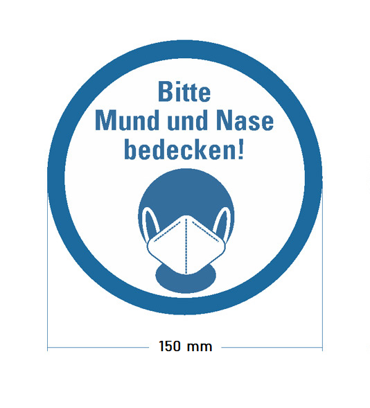 Aufkleber &quot;Bitte Mund und Nase bedecken&quot; &Oslash; 150 mm