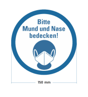 Aufkleber &quot;Bitte Mund und Nase bedecken&quot;...