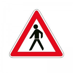 Verkehrszeichen &quot;Achtung Fu&szlig;g&auml;nger&quot; rechts (SL)