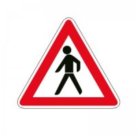 Verkehrszeichen &quot;Achtung Fu&szlig;g&auml;nger&quot;...