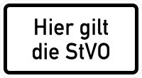 VB10 Hinweisschild &quot;Hier gilt die StVo&quot;