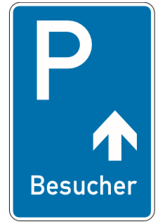 Parkplatzkennzeichen &quot;Besucher geradeaus&quot;