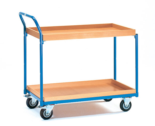 Leichte Tischwagen mit 2 K&auml;sten, Griff hochstehend