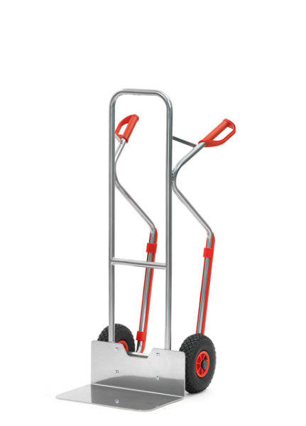 Alukarre 200 kg, H&ouml;he 1300 mm, breite Schaufel, Gleitkufen