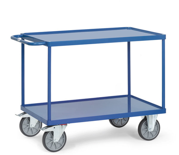 Tischwagen mit Stahlblech-Wannen bis 600 kg, mit 2 B&ouml;den aus Stahlblech
