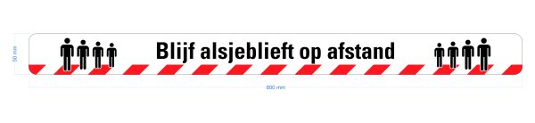 Warnband &quot;Blijf alsjeblieft op afstand&quot; 50 mm x 16 m