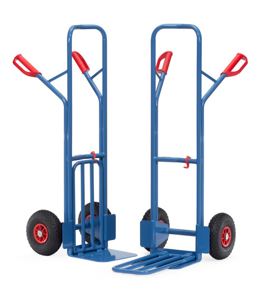 Paketkarren 300 kg, H&ouml;he 1300 mm, mit Stahlblech- und Klappschaufel