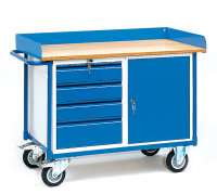 Werkstattwagen mit Arbeitsplatten 400 kg, 1 Schrank und 4...