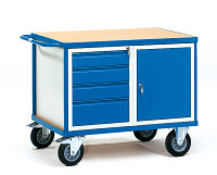 Schwere Werkstattwagen 600 kg, mit 1 Schrank und 4...