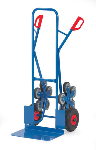 Treppenkarren Stahl 200 kg, mit 2 f&uuml;nfarmigen Rad-Sternen, breite Schaufel