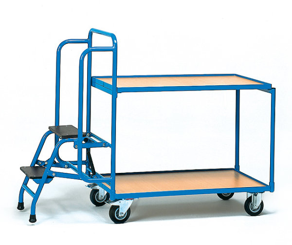 Kommissionierwagen 250kg, 2 Ladefl&auml;chen, niedrige Ausf&uuml;hrung