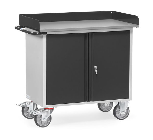 Stahlblech-Werkstattwagen &quot;GREY EDITION&quot; 400 kg, mit 1 zweit&uuml;rigem Schrank