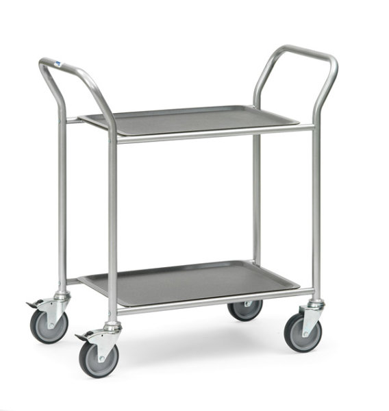 Servierwagen 60 kg, mit 2 B&ouml;den, herausnehmbare Tabletts