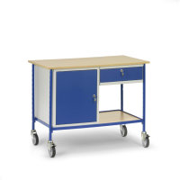 Rolltisch 150 kg - mit 1 Stahlschrank und 1 ausziehbaren Schublade