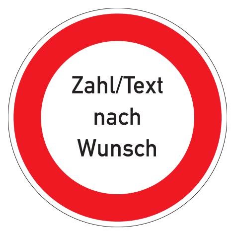 Sicherheitskennzeichen Zahl/Text nach Wunsch-Innenbereich-600 mm-PC