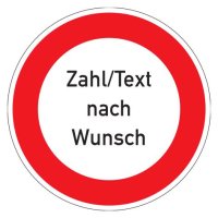 Sicherheitskennzeichen Zahl/Text nach Wunsch-Innenbereich-600 mm-PC