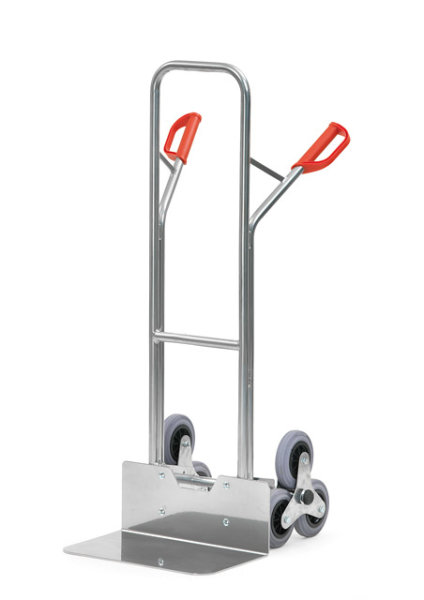 Alu-Treppenkarre 200 kg, dreiarmige Rad-Sterne, breite Schaufel