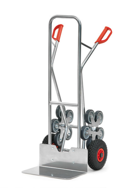 Alu-Treppenkarren 200 kg, f&uuml;nfarmige Rad-Sterne, breite Schaufel
