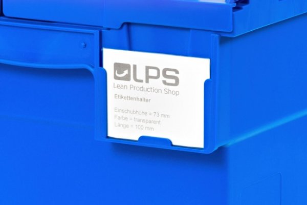 Etikettenhalter f&uuml;r Mehrwegbeh&auml;lter Einschubh&ouml;he = 73 mm, L&auml;nge = 100 mm