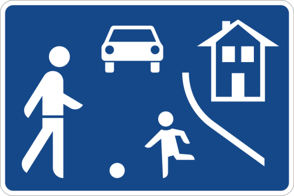 MUSTER: &quot;Verkehrsberuhigter Bereich&quot; Viereckige VZ