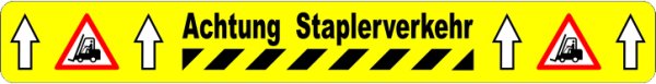 MUSTER: LPS-5125 Bedruckte Bodenmarkierung &quot;Achtung Staplerverkehr&quot; antirutsch 75 mm 600mm