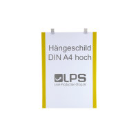 H&auml;ngeschild DIN A4 hoch wei&szlig; Clip + Nylonschnur