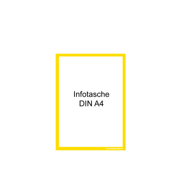 MUSTER: Infotasche DIN A4 schwarz Selbstklebestreifen Ausschnitt